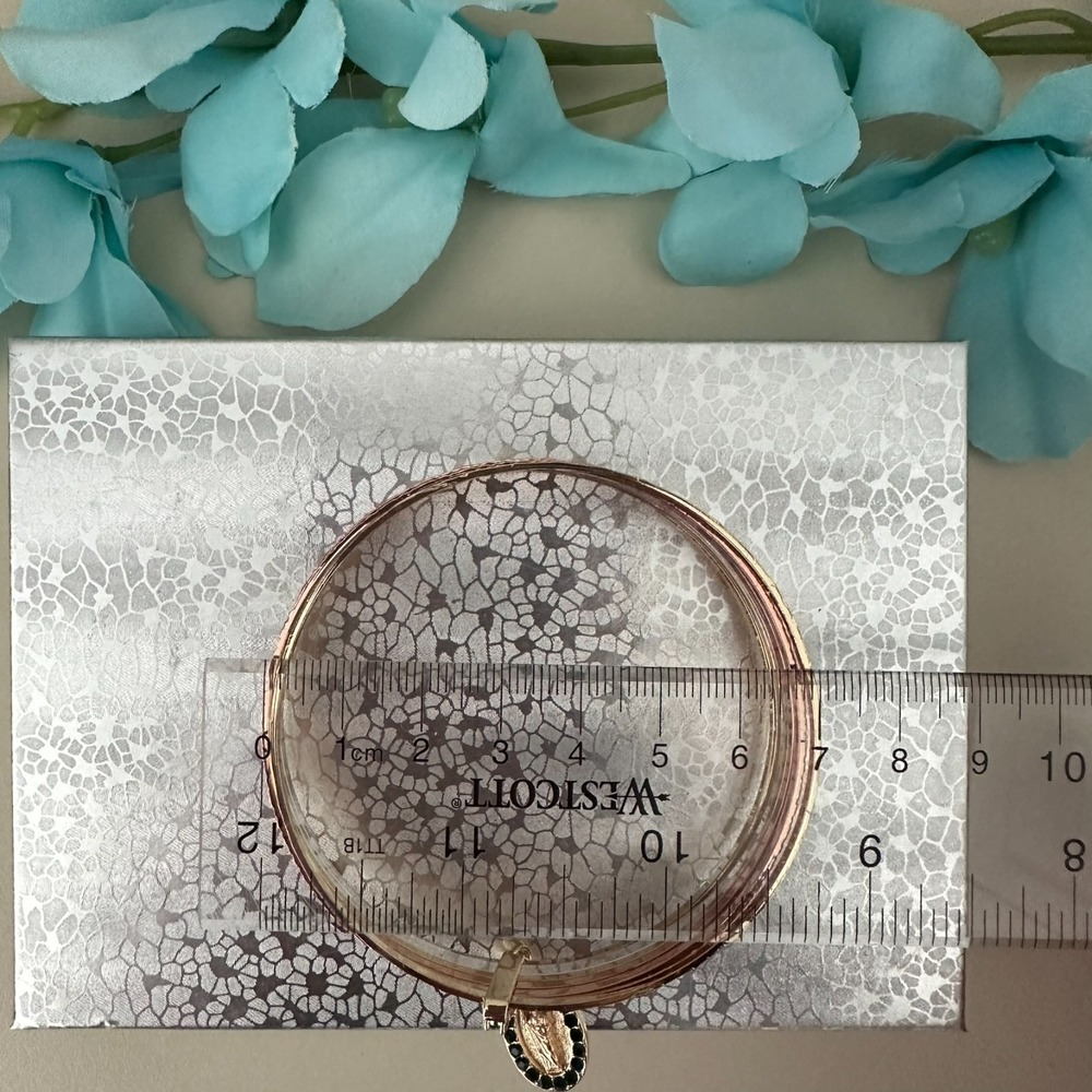 14K Gold Plated Women's Bangle Bracelet Three Colors Religious Charm Saint Jude - Picture 2 of 5